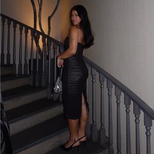 L’Agence Ruched Midi Bodycon Dress